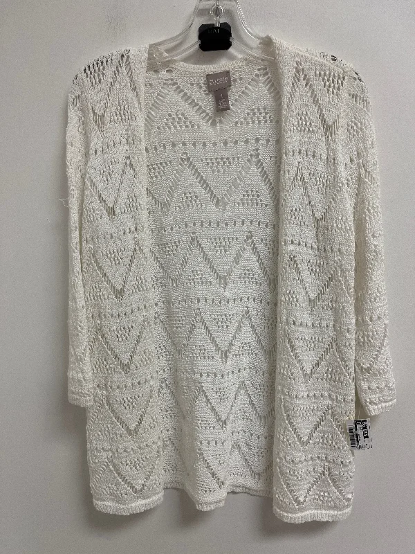 Sweater Cardigan By Chicos In White, Size: M