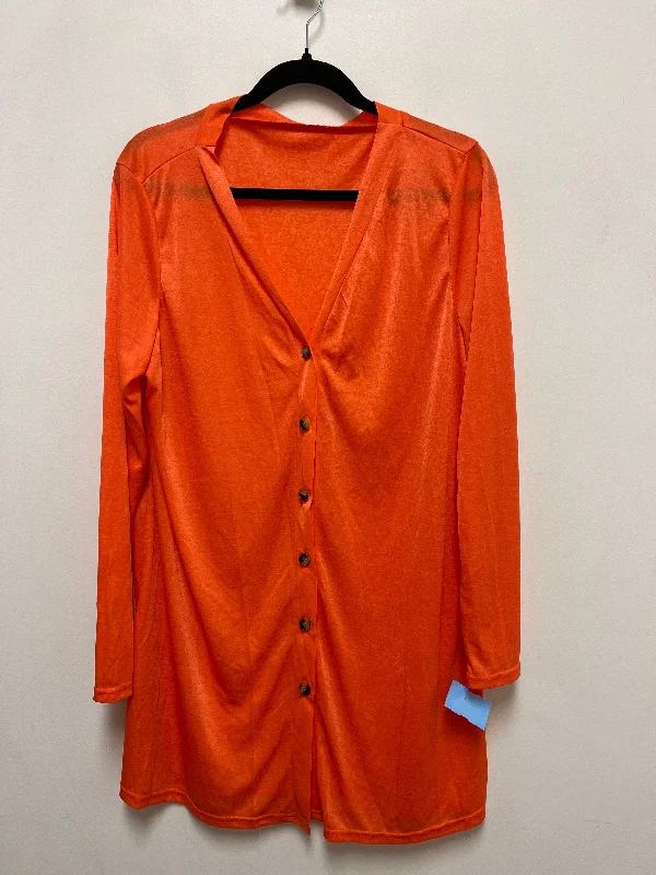 Sweater Cardigan By Clothes Mentor In Orange, Size: Xl