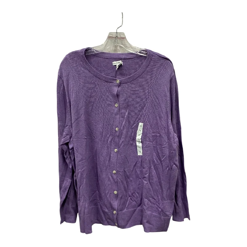 Sweater Cardigan By Croft And Barrow In Purple, Size:2X