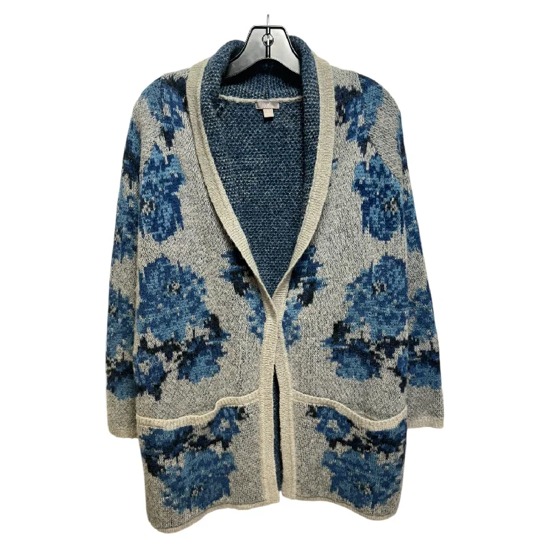 Sweater Cardigan By J. Jill In Blue & Grey, Size: M