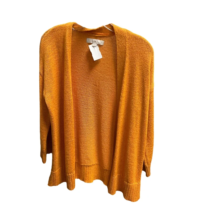 Sweater Cardigan By Loft In Orange, Size: M