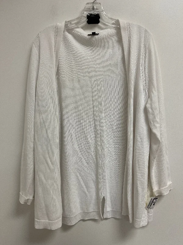 Sweater Cardigan By Talbots In White, Size: 1x