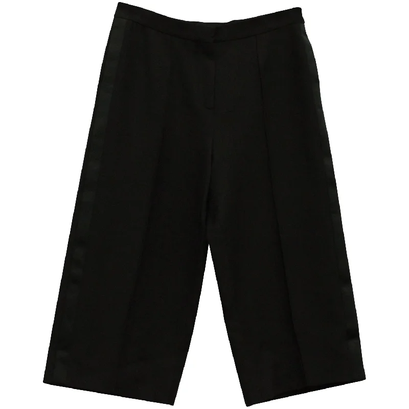 Valentino Cropped Wide Leg Pants in Black Wool