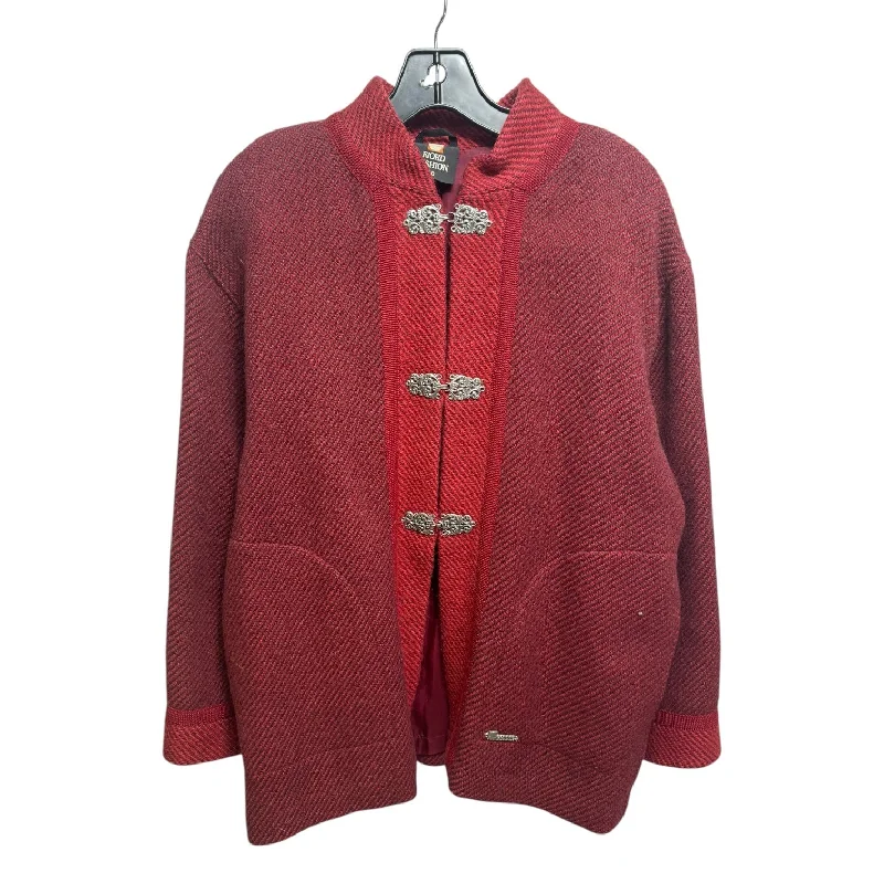 Vintage Sweater Cardigan By Fjord Fashion In Red, Size: M