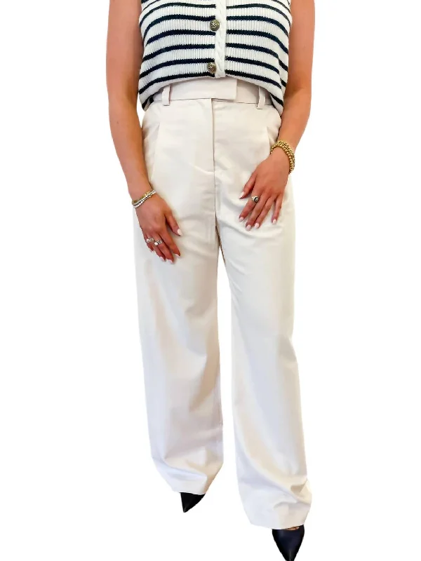 Wide Leg Trouser Pants In Cream