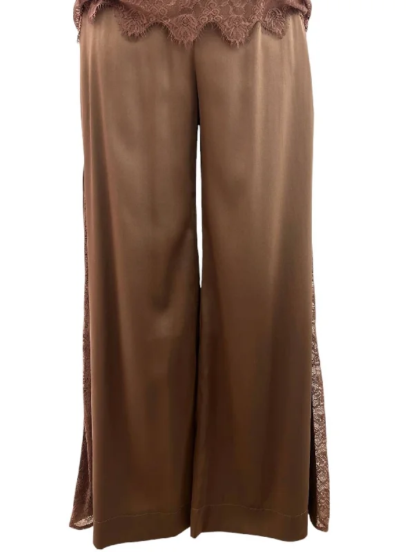 Women's Brya Silk & Lace Trousers In Cocoa