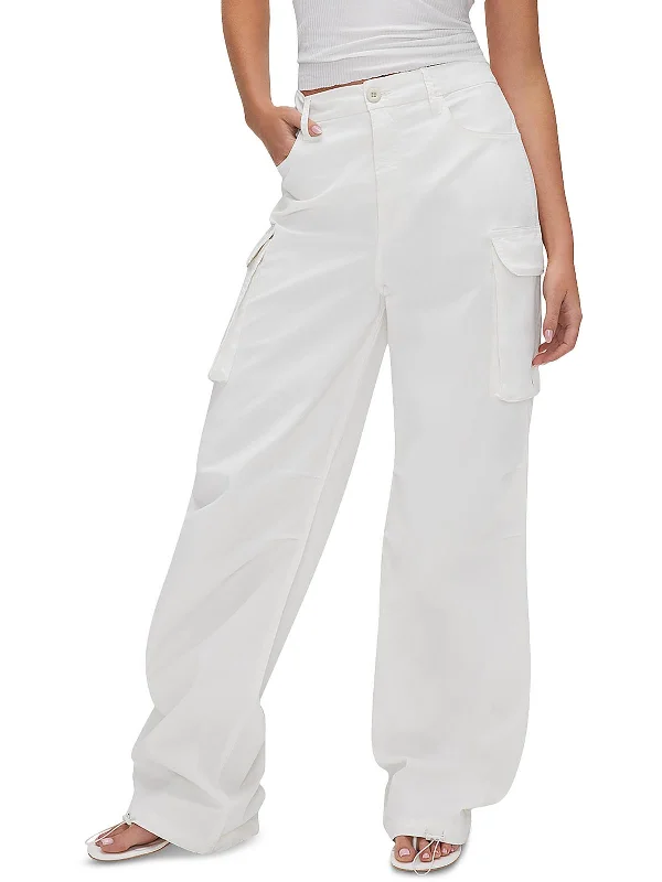 Womens Twill High Rise Cargo Pants